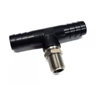 12202-CE-785TD, 3/4" TEE BARB X STAINLESS 11/16" MALE NOZZLE THREAD