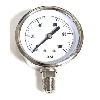 2154DXX100, 2-1/2" PRESSURE GAUGE 100 PSI STAINLESS STEEL