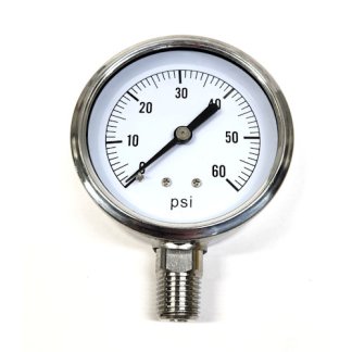2154DXX60, 2-1/2" PRESSURE GAUGE 60 PSI STAINLESS STEEL