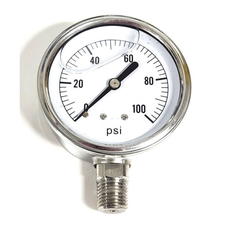 2154GXX100, 2-1/2" LIQUID FILLED PRESSURE GAUGE 100 PSI STAINLESS STEEL