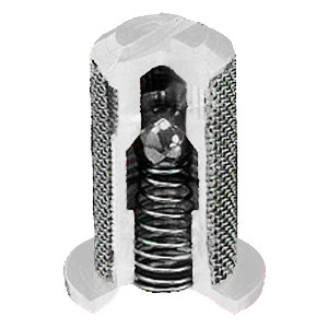 4193B-PP-5-24SS, 24 MESH POLY TIP SCREEN WITH 5 PSI CHECK VALVE