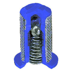 4193B-PP-5-50SS, 50 MESH POLY TIP SCREEN WITH 5 PSI CHECK VALVE