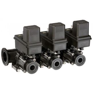 453BEC-2F-P, 450 SERIES 3 SECTION ON/OFF VALVE MANIFOLD, EC SERIES LESS CABLE, 75 SERIES FLANGE (M200) INLETS X 50 SERIES FLANGE OUTLETS