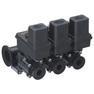 453BEC-2NF-P, 450 NARROW SERIES 3 SECTION ON/OFF VALVE MANIFOLD, EC SERIES LESS CABLE, 75 SERIES FLANGE (M200) INLETS X 50 SERIES (M100) FLANGE OUTLET