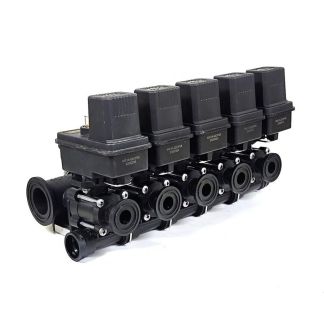 455BEC-3FBF-P, 450 SERIES 5 SECTION ON/OFF FLOW BACK VALVE MANIFOLD, EC SERIES LESS CABLE, 75 SERIES FLANGE (M200) INLETS X 50 SERIES FLANGE OUTLETS