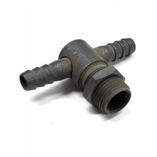 6472B-ALEF-400TD, 3/8" TEE BARB X 11/16" NOZZLE THREAD WITH 1/4" FPT ALUMINUM ELECTROFILMED