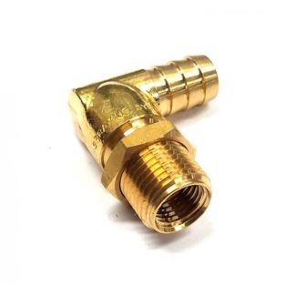 9191B-531TD, BRASS 1/2" ELBOW BARB X 11/16" MALE NOZZLE THREAD