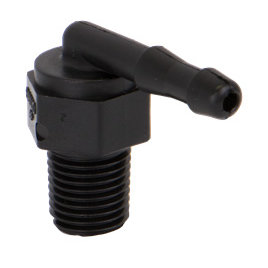 HB025-90, 1/4" MPT X 1/4" 90° HOSE BARB ELBOW