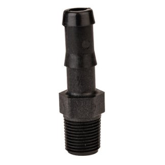 HB038-050, 3/8" MPT X 1/2" 90° HOSE BARB ELBOW