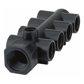 TM075/050, 8 PORT MANIFOLD 3/4" FPT INLET X 1/2" FPT OUTLETS WITH 1/4" FPT GAUGE PORT