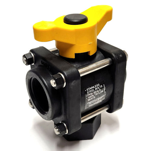 V150BL, 1-1/2" X 1-1/2" X 1-1/2" FPT 3-WAY VALVE - BOTTOM INLET