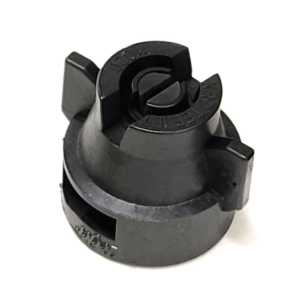 XRC11020-VP, SIZE 20 110° EXTENDED RANGE FLAT SPRAY TIP & CAP NOZZLE POLY BLACK
