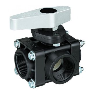 AA346M-3-1-1/4-PP, 1-1/4" NPT 3-WAY MANUAL VALVE