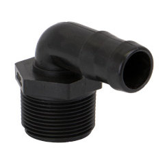 HB125-100-90, 1-1/4" MPT X 1" 90° HOSE BARB ELBOW