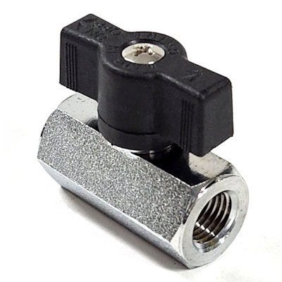 90FFB18, 1/8" FPT X 1/8" FPT CHROME PLATED BRASS MICROVALVE