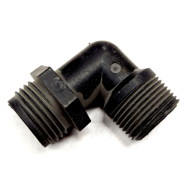 EL3412GMNPTP, MALE GARDEN HOSE THREAD X 1/2" MPT 90° ELBOW