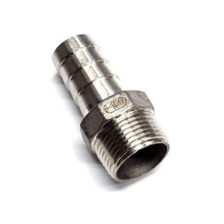 9A100, 1" MPT X 1" HOSE BARB STAINLESS STEEL