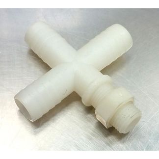 T34CP, 3/4" CROSS BARB X 11/16" NOZZLE THREAD